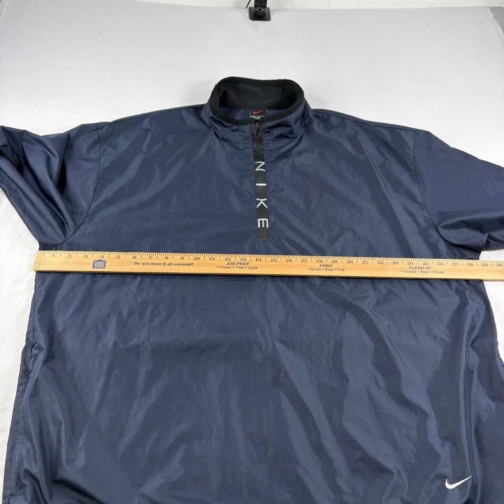 Vintage 90s Nike Jacket Mens 2XL Blue 1/4 Zip Windbreaker Pullover Spell Out